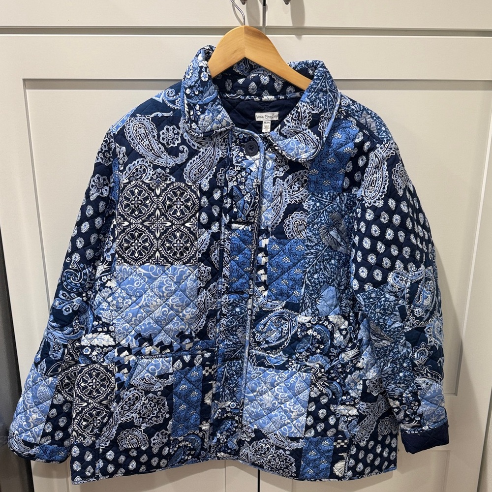 Vera Bradley Blue Patterned 2x quilted Jacket new without tags